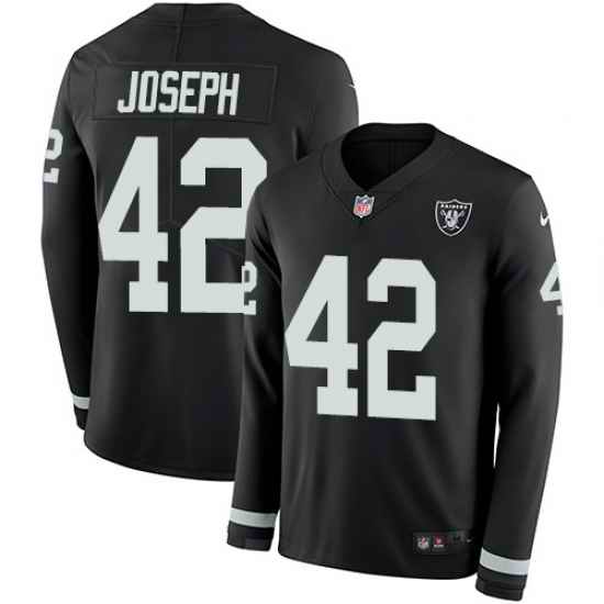 Nike Raiders #42 Karl Joseph Black Team Color Men Stitched NFL Limited Therma Long Sleeve Jersey